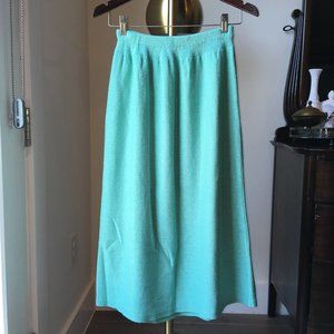 vintage woven a-line midi skirt - turquoise - size 6
